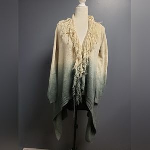 Altar’d State Cream-Blue Ombré with Fringe Sweater Cardigan size Large